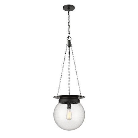 Z-Lite Calhoun Pendant, 1-Light, 13 In.W x 14.75 In.H, Matte black/Clear seedy 7506P13-MB